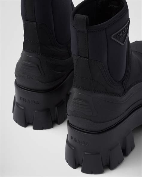 prada monolith recycled-nylon gabardine boots|Prada nylon shoes.